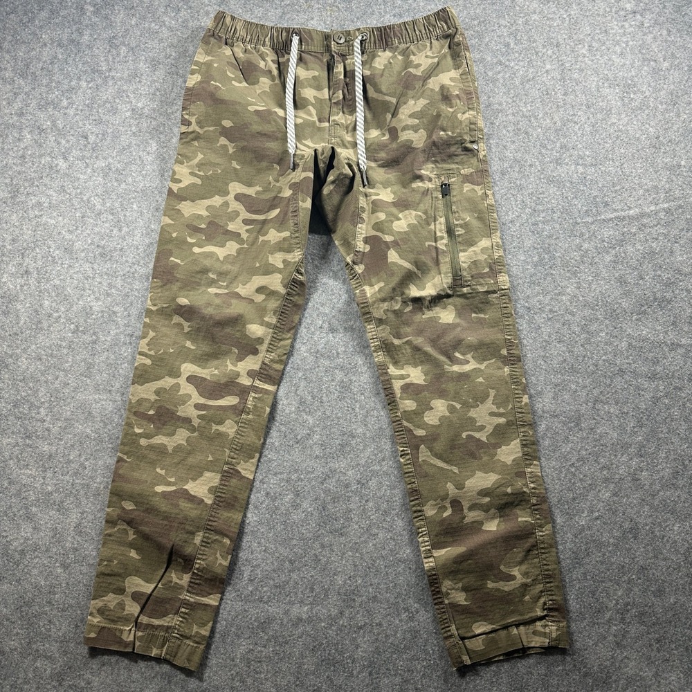 Camo Ripstop Pants Men Small 28-30 Green Elastic Waist Cargo Jogger George